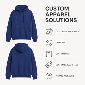 <b>Women's</b> Navy <b>Blue</b> <b>Fleece</b> Hoodie Drop Shoulder Pullover Sweatshirt with Kangaroo Pocket - Product Image 4