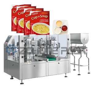Máquina de envasado rotativa automática vertical para bolsas preformadas de formas especiales, para llenado y sellado de gel energético, miel y aceite de cocina en sobres preformados - Product Image 5