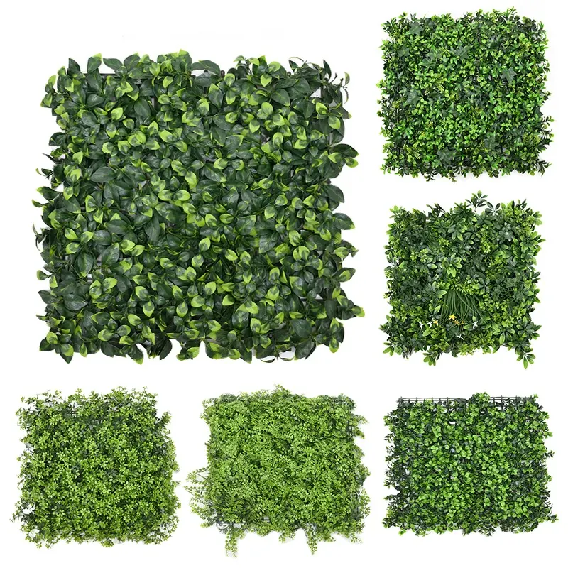 저렴한 야외 가짜 플라스틱 매달려 실내 홈 가짜 꽃 인공 녹색 잔디 식물 벽 패널