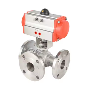 High Quality Q644F-16P <strong>Ball</strong> <strong>Valve</strong> Stainless Steel L-type <strong>Ball</strong> <strong>Valve</strong> Pneumatic Flange Three-way <strong>Ball</strong> <strong>Valve</strong> - Product Image 1