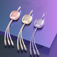 Logotipo personalizado 3-en-1 6A Carga rápida 1,2 m Miniatura Tipo C Cable DE DATOS USB Retráctil 3-en-1 para teléfonos móviles
