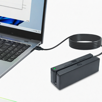 Lecteur de cartes à bande magnétique 3 pistes FUWEI MSR90 Hi-Co/Lo-Co avec indicateurs sonores LED, interface USB externe, compatible ISO7811 AAMVA DMV POS