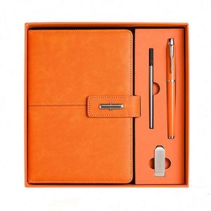 Cuaderno de Cuero PU Naranja Personalizado, Set de Regalo Corporativo, Diario A5, Set de Cuaderno de Negocios de Lujo Promocional al por Mayor con Bolígrafo - Product Image 2