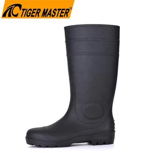 Knee High Black PVC Safety <strong>Wellies</strong> Rain Boots Steel Toe Puncture-proof Oil &amp; Chemical Resistant Non-slip for Construction Mining - Product Image 1