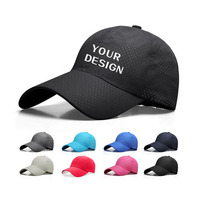 Gorra deportiva de secado rápido, personaliza tu propio logotipo, 6 paneles, hombres, mujeres, correr, cuerda de Golf perforada, béisbol, sombrero de papá, cuatro