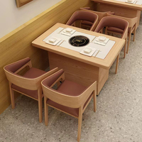 Ensemble table et chaises XZY OEM, design minimaliste, plateau en bois et pierre, écologique, durable, usage commercial, 2-4 places