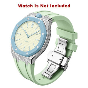 Kit de modification Upro Premium Moissanite Diamond en acier inoxydable avec bracelet en silicone pour Swatch-AP Royal Pop Luxury Rugged Mod Kit - Product Image 1