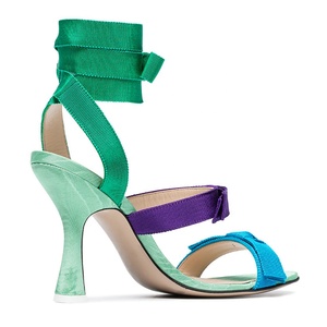 Multi nastro colorato cinturino in pelle disegni scarpe da donna modello di sandalo a tacco alto - Product Image 4