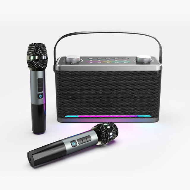 New Karaoke Machine with Wireless Microphone 80W Outdoor Portable Speaker Deep Bass Party PA System with Disco LED Lights