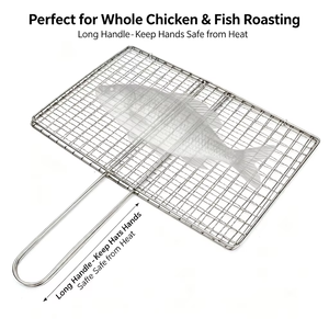 Malla de acero inoxidable desechable para parrilla de BBQ coreana comercial, resistente al calor, para asar pollo/pescado, con malla corrugada para corte/soldadura - Product Image 1