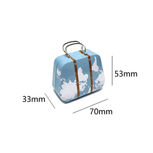 Mini Tinplate <b>Suitcase</b> <b>Storage</b> Box With Handle Small Capacity Christmas Gift Candy Container For Kids - Product Image 3