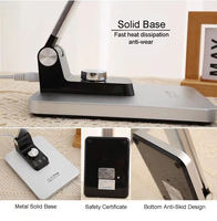 Lampe de bureau LED sans fil pliable rechargeable, à commande tactile, intensité réglable, flexible, simple, électrique, contemporaine, protectrice des yeux