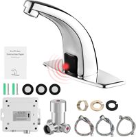 Robinet de lavabo de salle de bain moderne en laiton à poignée unique sans contact avec capteur de mouvement automatique plaque à 1 trou Chrome