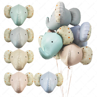 Ballon en feuille d'hélium en forme de tête d'éléphant de dessin animé 4D de grande taille pour la décoration de fête d'enfants Globos Ballons en feuille de tête d'éléphant