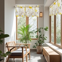 Rideaux en tissu transparent imprimé floral de haute qualité, aspect lin et coton moderne, pour salon, cuisine, ensemble de rideaux