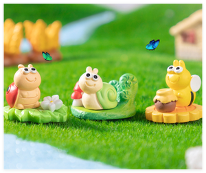 3D résine fleur champignon miel escargots abeilles coccinelles animaux figurines poupée enfants jardinage Miniature jouet éducatif fée maison ensemble - Product Image 6