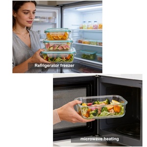 Conteneur alimentaire en verre à clipser de 1040 ml avec couvercle |   Boîte à lunch hermétique pour la préparation des repas, compatible micro-ondes, pour le rangement dans la cuisine - Product Image 2