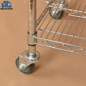 Made in China Factory New Design 304 Stainless Steel Utility Two Tiers Moveable Shelf <strong>Cart</strong> Trolley With Handles - Product Image 5