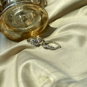 Dylam Bridal <b>Ring</b> <b>Set</b> <b>Sterling</b> <b>Silver</b> Wedding Original Pure Luxury V Bezel Setting Fine <b>Ring</b> <b>Silver</b> Waterproof for Women Girl - Product Image 3