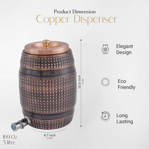 Dispensador de agua Premium personalizado en 5 litros hecho en cobre puro con material de acabado antiguo para fines de exportación hecho en La India - Product Image 2