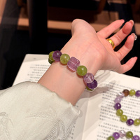 Bracelet en Améthyste Naturelle Xiuyu en forme de cube de sucre, Bijou de Guérison Chinois Zen Vintage Nine Purple Li Fire, Cadeau d'Anniversaire pour Femme