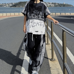 8061/FANMAJIALIE T-shirt da <span class=keywords><strong>donna</strong></span> in cotone stampato ricamato Mickey <span class=keywords><strong>Minnie</strong></span> a maniche corte vestibilità ampia traspirante Street Fashion - Product Image 4