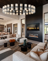 Ensemble de mobilier de chambre à coucher et de salon moderne pour projet de villa, avec canapé double en cuir et tissu, lit italien, design entièrement ameublé pour villa