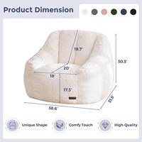 Housse de pouf en fausse fourrure confortable et luxueuse, avec support dorsal, une place pour adultes et enfants - Canapé de sol rembourré pour salon