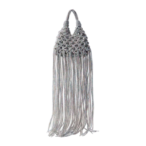OME High-end Design Straw Hand-woven Handbag with Tassel Rhinestone Open Closure Polyester Lining up to 1L Capacity for Women - Product Image 2