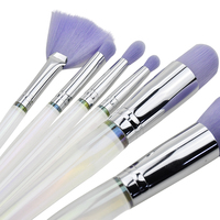 Vliya – Lot de 6 pinceaux de maquillage véganes personnalisés violet avec étiquette privée pour fond de teint et poudre – Vente en gros