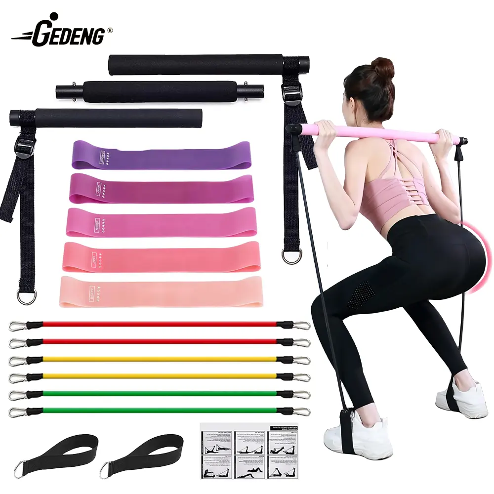 GEDENG Yoga Fitness Sport Pilates Bar Kit palestra Workout Stick Pilates Exercise Bar Kit con bande di resistenza esercitatore
