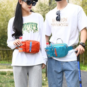 Sac banane de sport unisexe en nylon bleu clair avec porte-bouteille, pour course à pied, cyclisme et rangement de téléphone en extérieur - Product Image 4