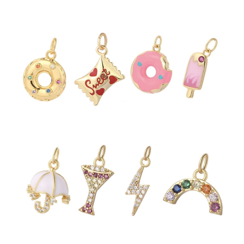 New Arrival 18K mạ vàng trang sức thép không gỉ Pave kim cương CZ Micro Charms cho Diy Vòng Cổ Vòng đeo tay