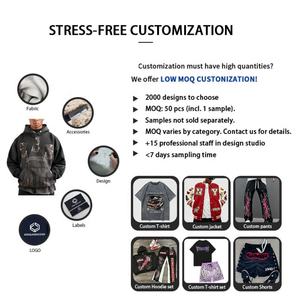 Sudadera con capucha para hombre con cremallera, personalizada, de alto gramaje 400 g/m², con pedrería, estilo urbano Y2K, oversize, hombros caídos, corte holgado, lavado ácido - Product Image 6