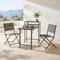 Ensemble bistrot pliant moderne et durable en acier pour extérieur, 3 pièces, 2x1 chaises en tissu maillé et table pour balcon, patio, terrasse