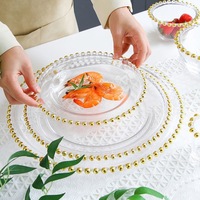 Plat d'assiette de perle d'or de luxe de haute qualité Dessert de salade de steak de nourriture occidentale créative pour l'usage de partie
