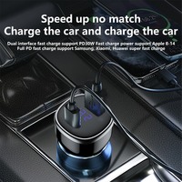 Cargador de Coche SUNDA 51W con Pantalla Digital, Cargador de Encendedor de Cigarrillos de Doble Puerto, Adaptador de Cargador USB-A+Tipo C