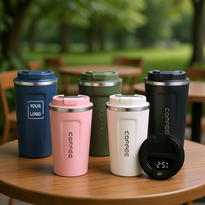 Mug de voyage Corfee 380 ml en acier inoxydable avec couvercle à poussoir, design minimaliste écologique pour le bureau, la maison et l'extérieur - Product Image 2