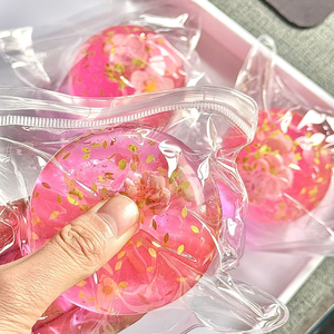 Nuevo diseño de edición limitada de primavera y verano, pelota antiestrés de flor de cerezo rosa de 6 cm, juguete blando de azúcar de malta para regalo. - Product Image 4