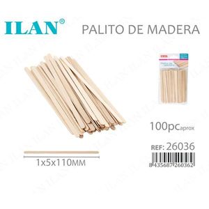 Bastoncini di Legno Ilan 1x5x110mm 100pz per Artigianato e Fai da Te - Product Image 1