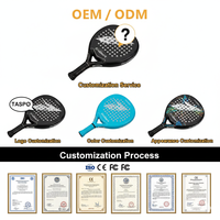 Taspo OEM, logo personnalisé, haute qualité, système de trous intelligents, raquettes de padel en fibre de carbone, filet en polyester léger, raquette professionnelle