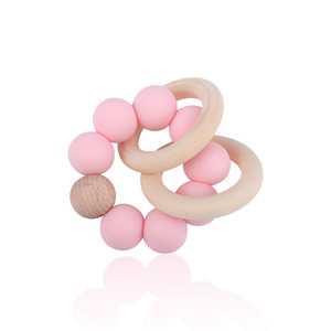 Sucette <span class=keywords><strong>pour</strong></span> bébé 100% silicone de qualité alimentaire avec chaîne anti-chute sans BPA, dotée d'un trou en bois de hêtre et d'un clip métallique - Product Image 1