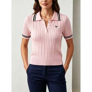 Suéter Polo de Punto Trenzado Azul Claro Talla S Ropa Casual para Mujer - Product Image 6