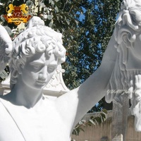 Bas quantité minimale de commande en gros taille personnalisée grandeur nature sculptée à la main pierre naturelle classique marbre blanc grec Zeus Statue