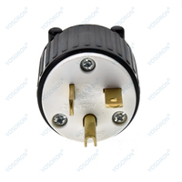 Connecteur de remplacement industriel NEMA 5-20P à lame droite, en cuivre et nylon, mâle, pour rallonge, 20A 125V, 2 pôles, 3 fils