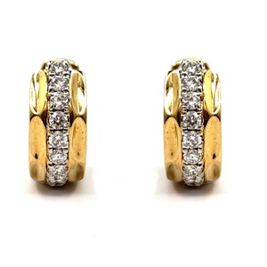 Boucles d'oreilles créoles Huggie pour femme, design décontracté et audacieux, en or massif 18 carats plaqué or, avec diamant 100% naturel, pour mariage - Product Image 1