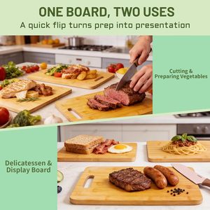 Ensemble de 3 planches à découper en bambou pour la cuisine, avec poignée, pour la viande, les légumes, les fruits, les charcuteries, <span class=keywords><strong>planche</strong></span> à découper en bois de bambou - Product Image 2