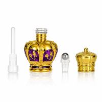 Nouveau flacon de parfum de luxe 12 ml, fin, octogonal, avec bouchon à vis doré, applicateur à bille pour vaporisateur, rechargeable, flacon de voyage, carton