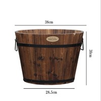 Ensemble de 3 trous de drainage de conception de seau de jardinière en bois d'intérieur/extérieur faits à la main pour la plantation de sol de bureau à la maison