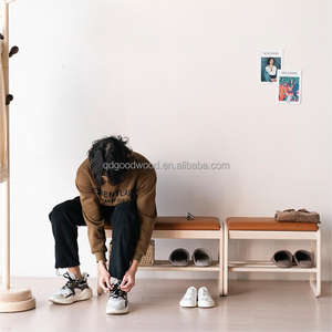 Zapatero Doble <span class=keywords><strong>de</strong></span> Madera JIAMUJIA para Espacios Pequeños con Banco <span class=keywords><strong>de</strong></span> Almacenamiento para Sala <span class=keywords><strong>de</strong></span> Estar, Dormitorio, Entrada, Hotel - Diseño Contemporáneo - Product Image 5